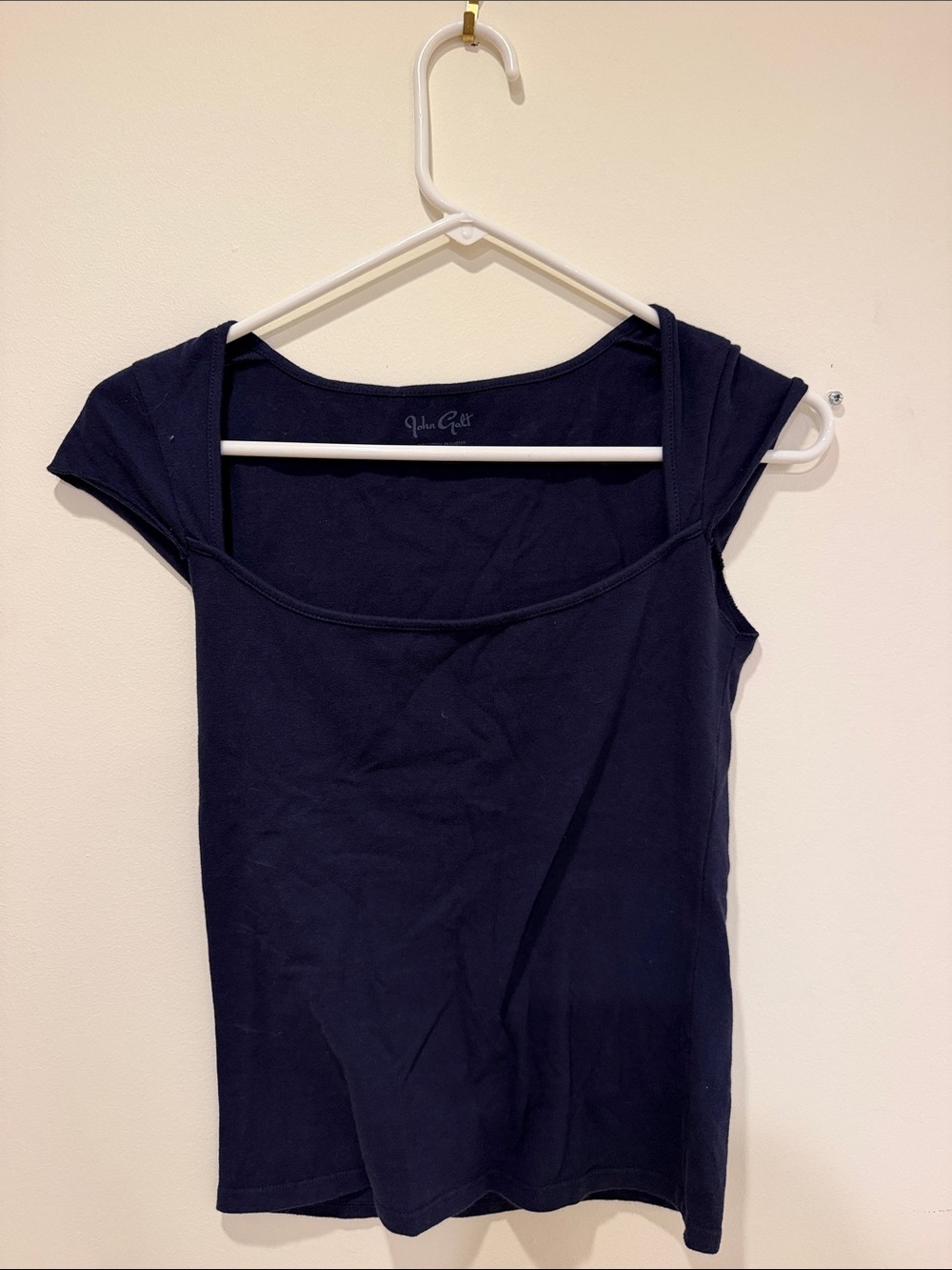 Brandy Melville Navy Square Scoop Cap Sleeve Top